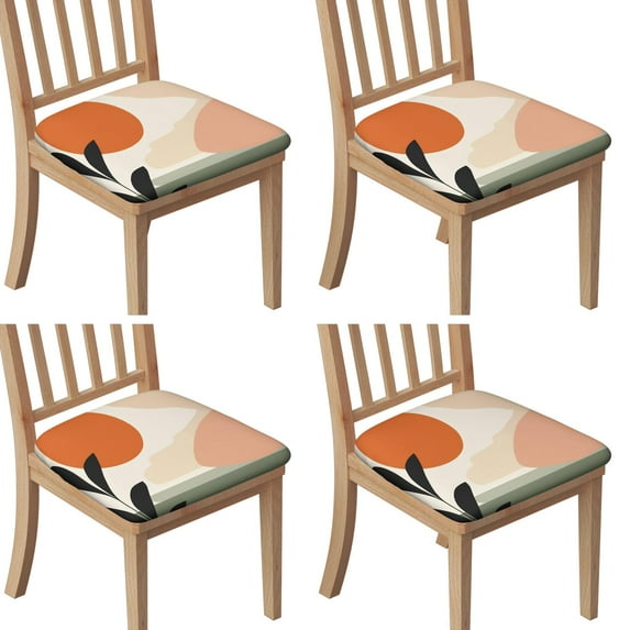 Boho Abstract Art Seat Covers for Dining Room Chairs Set Of 4,Stretch Printed Washable Chair Seat Cover with Elastic Ties and Button,Removable Waterproof Couch Cushion Covers
