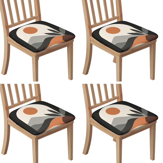Boho Abstract Art Seat Covers for Dining Room Chairs Set Of 4,Stretch Printed Washable Chair Seat Cover with Elastic Ties and Button,Removable Waterproof Couch Cushion Covers