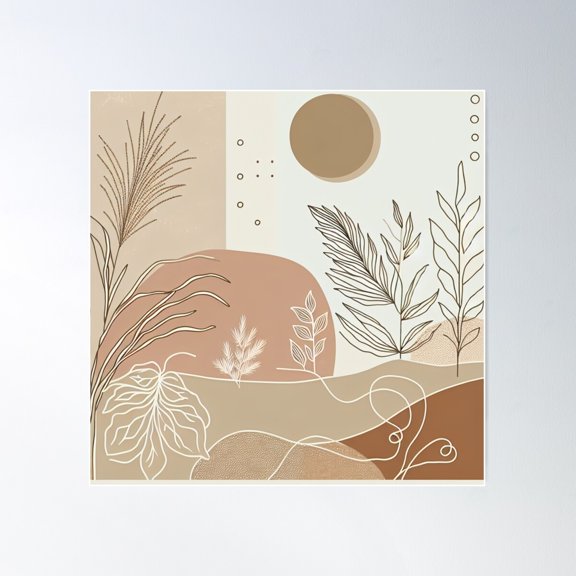 Boho Abstract Background - 33 Poster Wall Art, Modern Wall Decor For Living Room Bedroom, 30x30 UNFRAMED