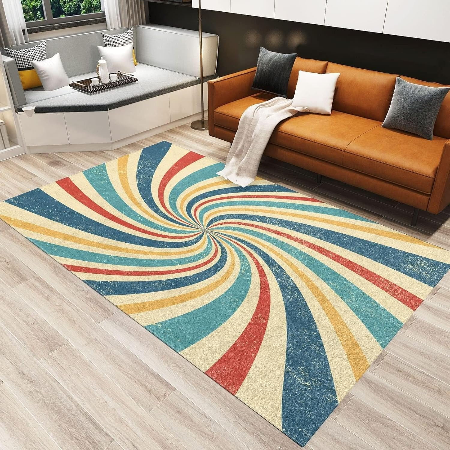 Boho Abstract Color Area Rug Retro Traditional Medieval Art Rugs ...