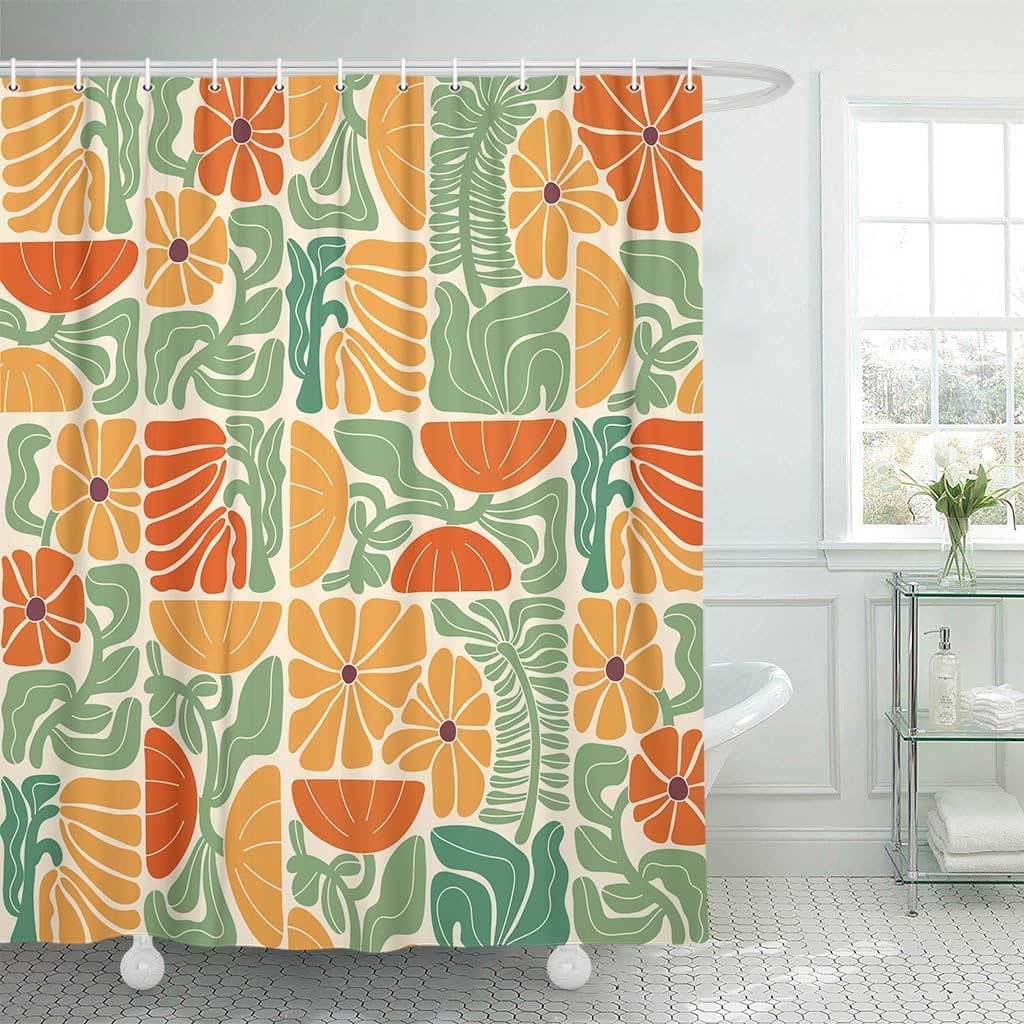 Umpoo Duschvorhang Boho Floral Vintage – 122 X 183 Cm, Polyester Wasserabweisend, Mit 12 Haken, Für Bad & Dekoration