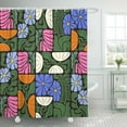thumbnail image 1 of Boho Abstract Colorful Floral Shower Curtain, Vintage Retro Patchwork Pink Blue Green Flower Botanical Geometric Aesthetic Groovy Bathroom Decor Shower Curtain Set with 12 Hooks, 69X84in, 1 of 5
