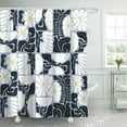 thumbnail image 1 of Boho Abstract Colorful Floral Shower Curtain, Vintage Retro Patchwork White Black Purple Flower Botanical Geometric Aesthetic Groovy Bathroom Decor Shower Curtain Set with 12 Hooks, 72X72in, 1 of 5