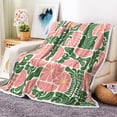 thumbnail image 1 of Boho Abstract Colorful Floral Throw Blanket, Vintage Retro Patchwork Pink Green Flower Botanical Geometric Aesthetic Groovy Flannel Throw Blanket for Chair Bed Sofa Couch, 50X60IN, 1 of 4