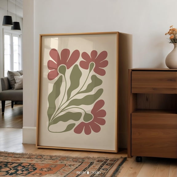 Boho Abstract Floral Art, Earth Tones Botanical Print Wall Decor, Muted Warm Tones For Eclectic Apartment, UNFRAMED PAPER POSTER, Home Decor, Vintage Gift, Living Room Dercor
