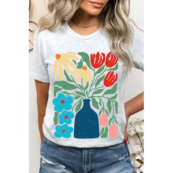 Boho Abstract Floral Graphic T Shirts