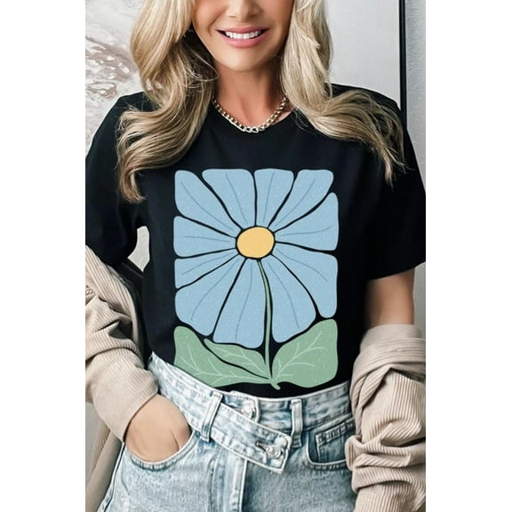 Boho Abstract Floral Graphic T Shirts