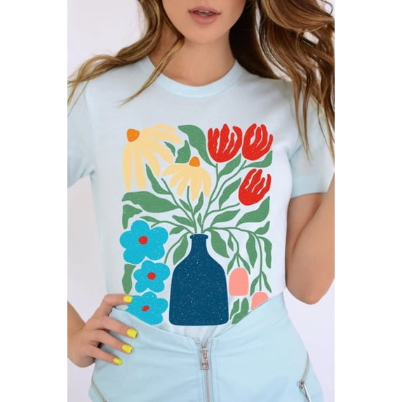 Boho Abstract Floral Graphic T Shirts