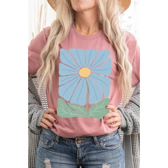 Boho Abstract Floral Graphic T Shirts