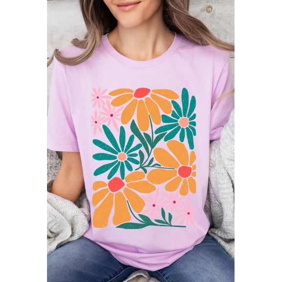 Boho Abstract Floral Graphic T Shirts