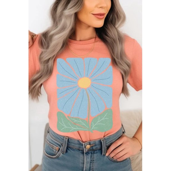 Boho Abstract Floral Graphic T Shirts