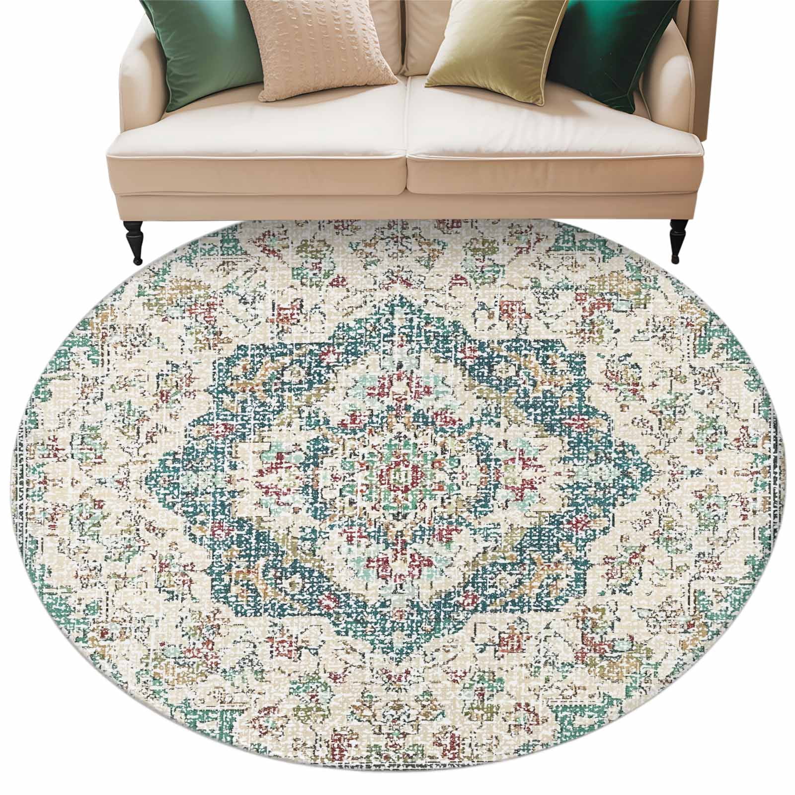 Nationals Rug Boho Abstract Flowers Area Rug, Sage Green Retro Medieval National ...