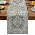 thumbnail image 1 of Boho Abstract Flowers Table Runner, Beige Green Retro Medieval National Style Kitchen Table Runners Dress Scarves for Table Decorations Party/Restaurant/Indoor Outdoor Use, 13x36in, 1 of 9