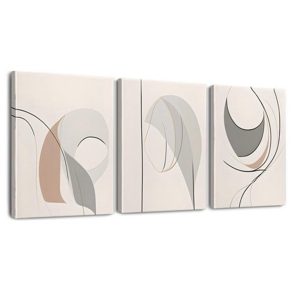 Boho Abstract Geometric Black Beige Terracotta Minimalist Art Wall Pictures Modern Bathroom Decor for Office Bedroom Kitchen Dining Room 12x16 Inch 3PCS