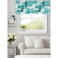 thumbnail image 1 of Boho Abstract Geometric Texture Valances for Windows,Kitchen Valance Rod Pocket Short Curtain, Summer Leaves Turquoise Valance Curtain Window Valances for Bedroom Bathroom Living Room 60x18in, 1 of 9
