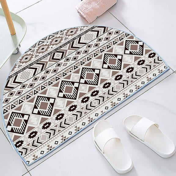 Boho Abstract Geometry Half Round Door Mat Half Circle Area Rug Doormat 24 x16 Inch.