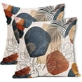 thumbnail image 1 of Boho Abstract Mid Century Pillow Covers 18X18 In Set of 2 Bohemian Minimalist Geometric Leaves Throw Pillow Cases Navy Blue Orange Gold Modern Pillow Cover Home Decor For Couch Room Porch Outdoor, 1 of 6