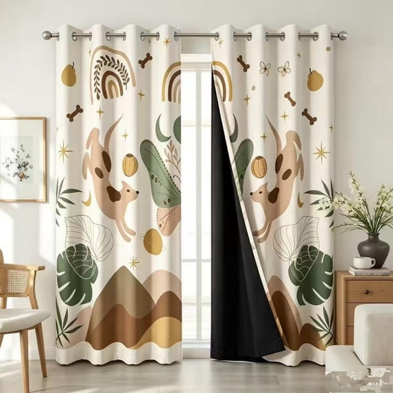 DaShan Boho Mid Century Blackout Window Curtains for Living Room,Modern Thermal Insulated Curtains,52x84 Inch,Set of 2