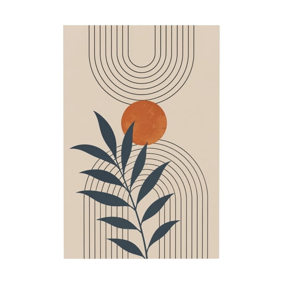 Boho Abstract Orange Rainbow Sun Desert Minimalist Botanical Geometric Canvas Wall Art For Living Room 12*18in