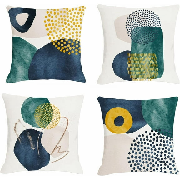 Boho Abstract Pillow Covers 18x18 Set of 4 Mid Century Modern Throw Pillow Covers Geometric Pillow Covers for Outdoor Couch Sofa Minimalist Home Decor