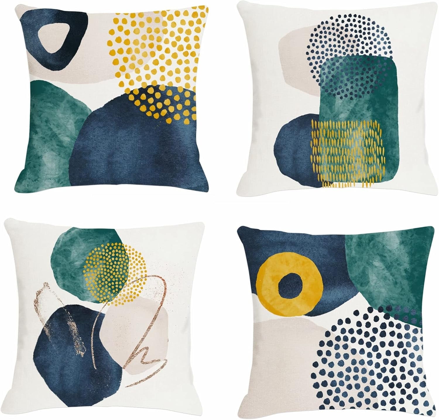 Boho Abstract Pillow Covers 18x18 Set of 4 Mid Century Modern Throw Pillow Covers Geometric Pillow Covers for Outdoor Couch Sofa Minimalist Home Decor
