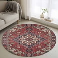 thumbnail image 1 of Boho Abstract Plant Round Living Room Rugs 4 ft, Vintage Red Blue Geometric National Medieval Trible Area Rug with Non-Slip Sturdy Edge Binding Round Carpet for Entryway Kitchen Bedroom Bathroom, 1 of 9
