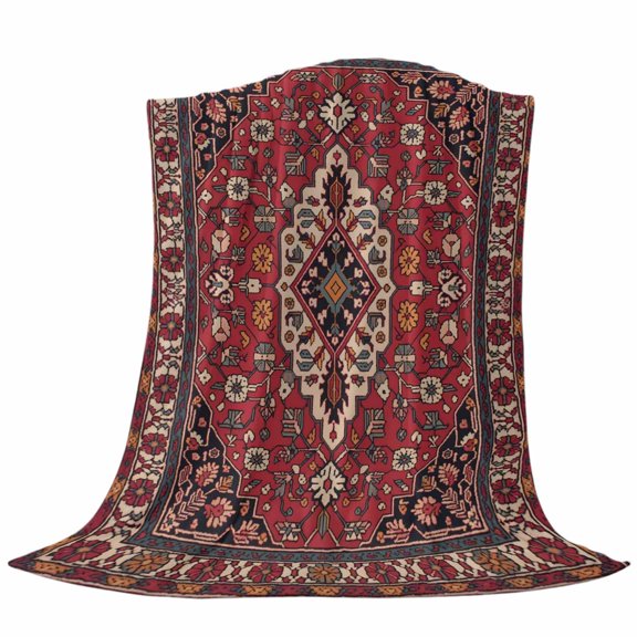 Boho Abstract Plant Throw Flannel Blanket Vintage Red Black Retro National Medieval Trible Super Soft Cozy Bed Blanket, Lightweight Plush Fuzzy Bed Throw for Bedroom Sofa Couch Living Room 30x40In,
