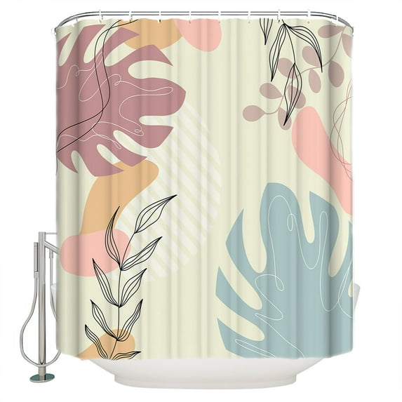 Boho Abstract Shower Curtain, 72" x 72", Geometric Morandi Color Minimalist Waterproof Bathroom Curtain Washable Shower Curtain Set with 12 Hooks