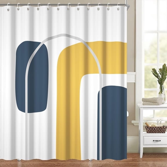 Boho Abstract Shower Curtain for Bathroom Modern Minimalist Neutral Bathroom Decor Simple Geometric Arch Aesthetic Bathtub Curtains Machine Washable Polyester with Hooks 72"W x 72"L (Pack of 1)