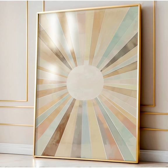 Boho Abstract Sun Art Print Mid Century Sunlight Decor Modern Printable Eclectic Sunset Minimalist Soft, Unframed Paper Poster 11x14in