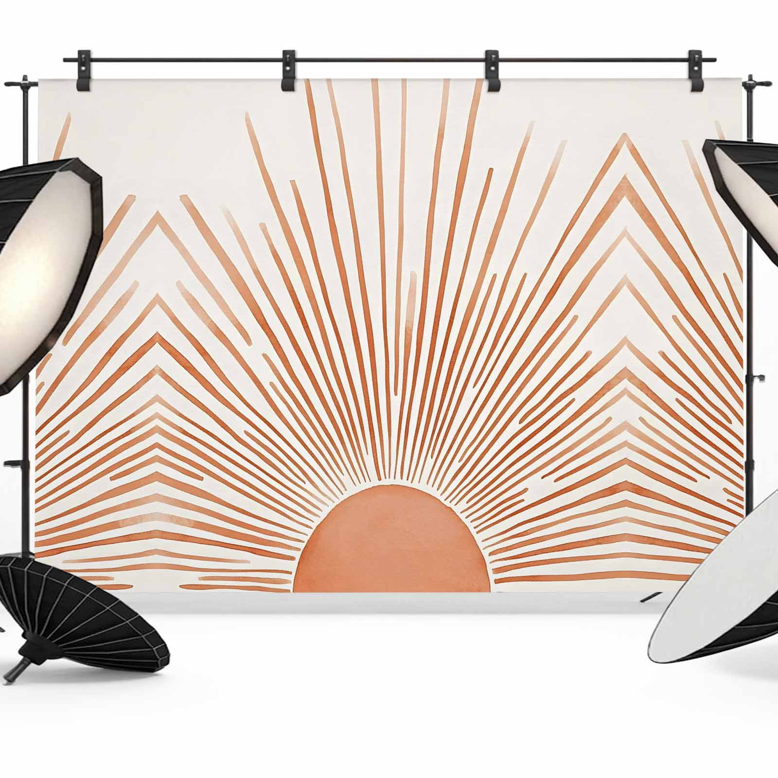 Boho Abstract Sun Backdrop for Photography, Fabric Photo Background ...