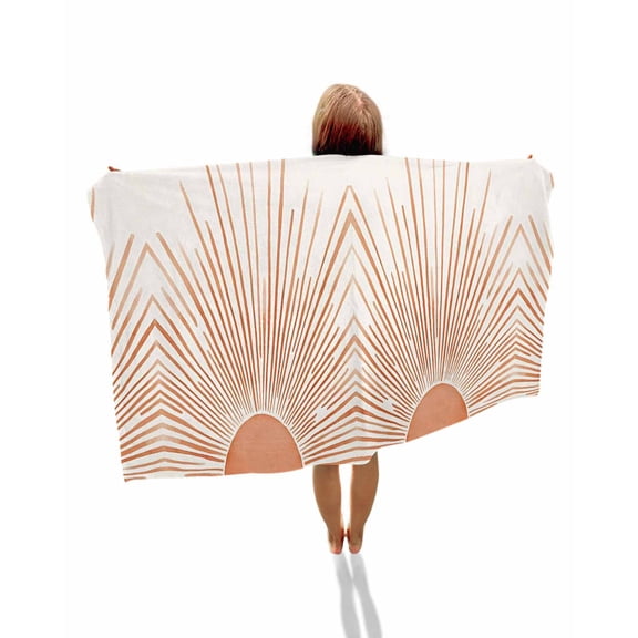 Boho Abstract Sun Beach Towels Oversized Super Absorbent, Modern Beige Sun Light Lines Lightweight Bath Towel Quick Dry Sets For Bathroom/Pool/Rv Camping/Beach Play/Gym Room/Picnic 23"x47"