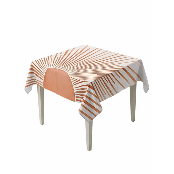 Boho Abstract Sun Table Cloth, Modern Beige Sun Light Lines Waterproof Tablecloth for Square Tables, Reusable Washable Fabric Table Cover for Restaurant Kitchen Dining Tables 60"x60"