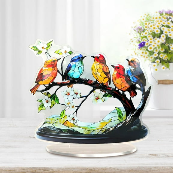 Boho Acrylic Hummingbird Tree of Life Tabletop Display, Carved Floral Decor, Multipurpose Animal Theme for Home & Office, Ideal for Multiple Festive Gifts