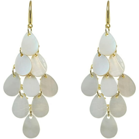 Boho Acrylic Petal Teardrop Dangle Earrings for Women Silver Gold-Toned Fashion Long Flower Water Drop Dangling Statement Earring Dainty Resin Floral Jewelry for Wedding Holiday