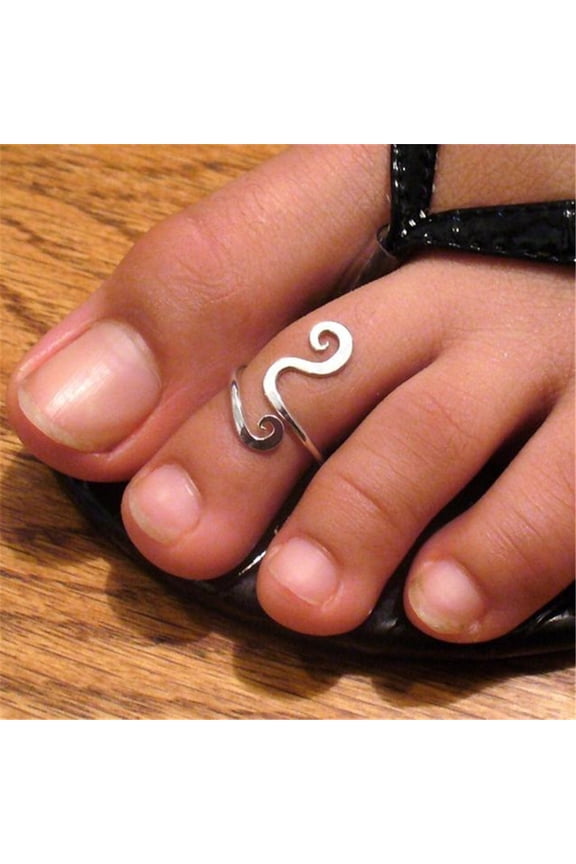 Boho Adjustable Brass Twisted Wire Wrapped Long Toe Rings Platinum Size 1 3/4~4 1/4(13~15mm)