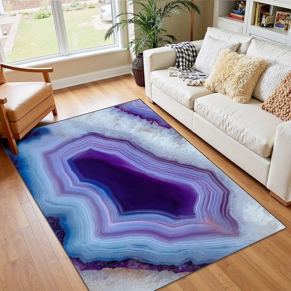Boho Agate Texture Area Rug, Natural Stone Pattern Carpet, Washable Non Slip Low Pile Soft Thin, Living Room Bedroom Bathroom Office Home Decor Mat 5x7ft