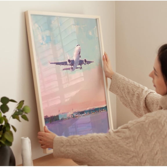 Boho Airplane Art Print, Aviation Gallery Wall Poster, Stretched Canvas Size 8x12 F03.1.19l1097
