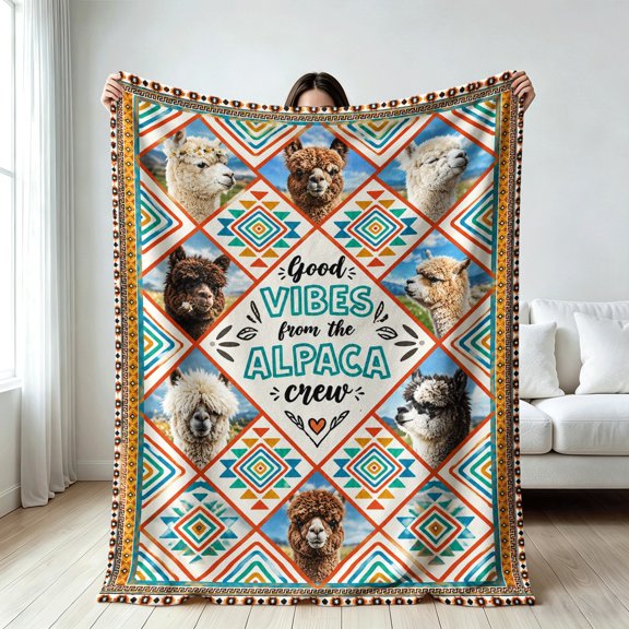 Boho Alpaca blanket for women, Festive Gifts Soft Flannel Throw Blanket, gift for birthday, holiday, Anniversary, Valentine's Day, Christmas, Four Seasons Universal Home Decor Gifts
