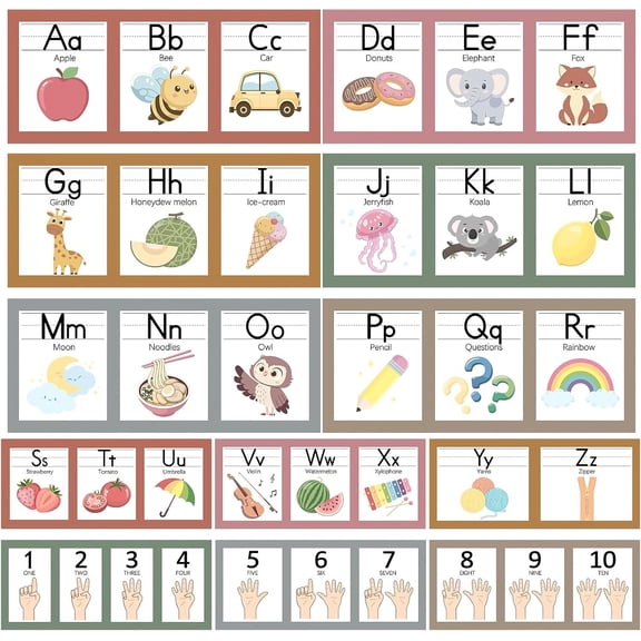Boho Alphabet for Classroom Wall Decorations , Alphabet Number Line Posters Bulletin Board Set of 12, to School ABC Letters Teacher Haves Supplies (Boho)