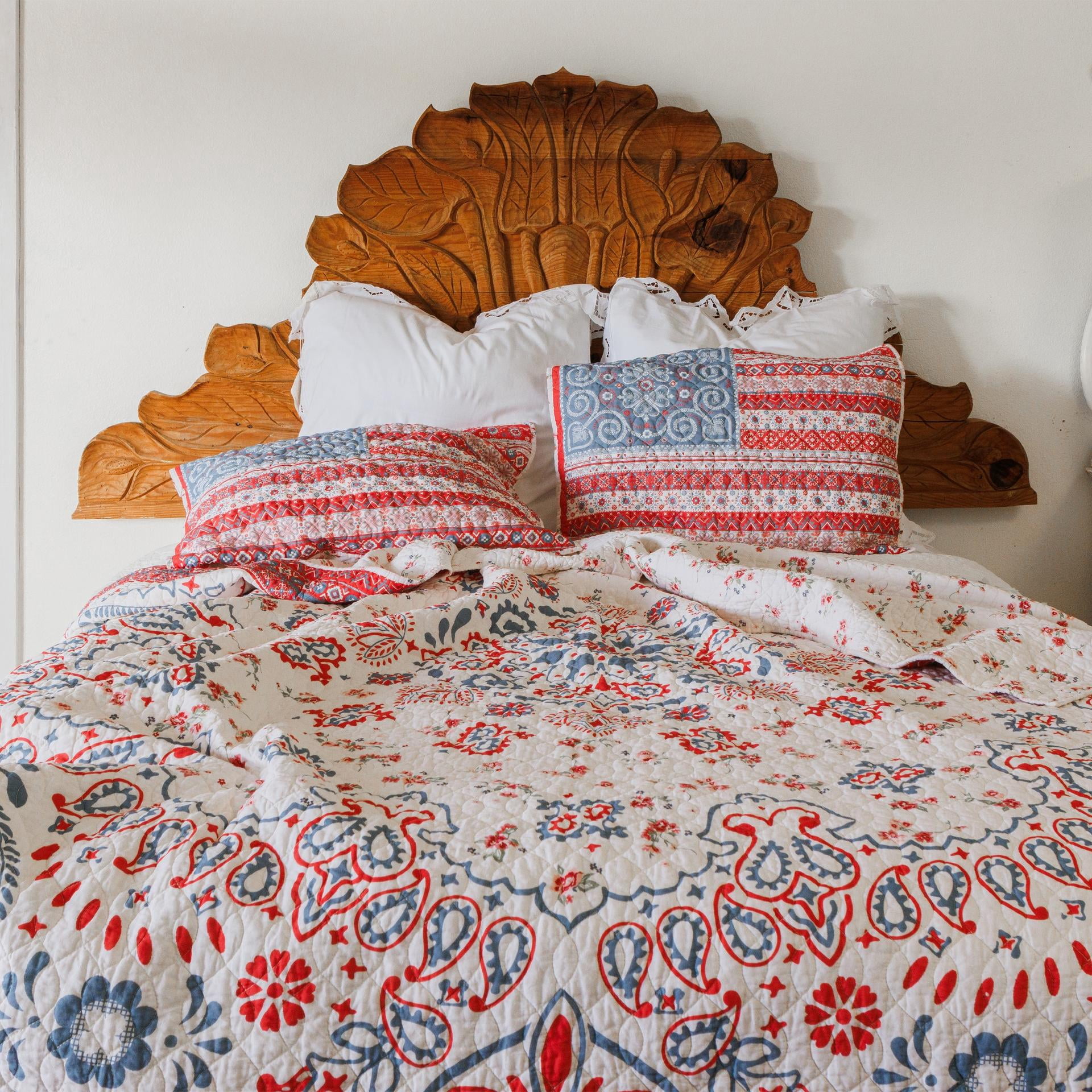 Boho Americana 2-Piece Cotton Reversible Quilt Set - Twin/Twin XL, All Ages