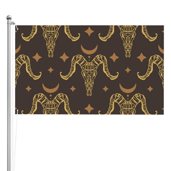 Boho Animal Goat Skull Double Sided Flag 3x5FT Reversible Garden Flag Outdoor Decor for House, Porch, Lawn, Yard, Indoor Wall, Party Decoration
