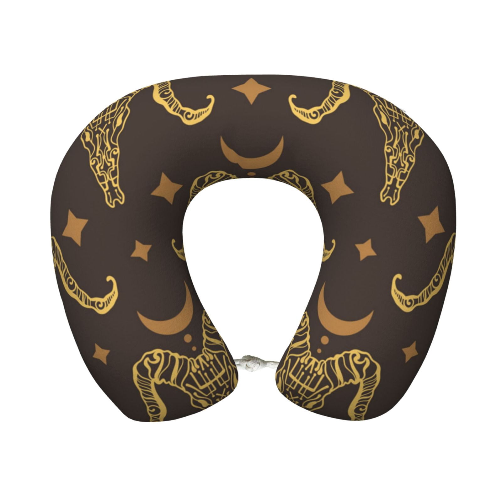 Boho Animal Goat Skull Ergonomic Memory Foam Travel Pillow, Soft U ...