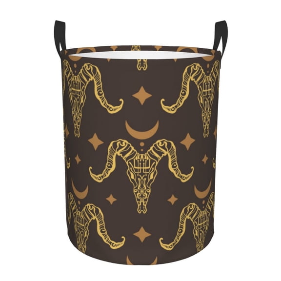 Boho Animal Goat Skull Foldable Laundry Hamper with Handle Storage Basket for Clothes Toys & Organizing