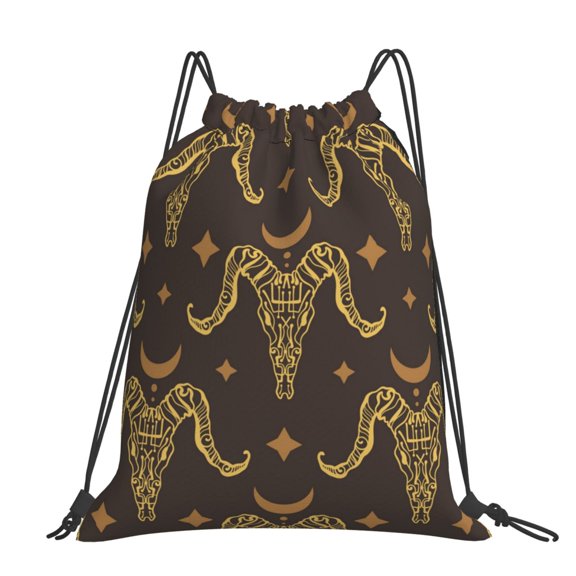 Boho Animal Goat Skull Large Drawstring Backpack Casual Cinch Sack Bag Backpack for Sports Hiking Travel Gym