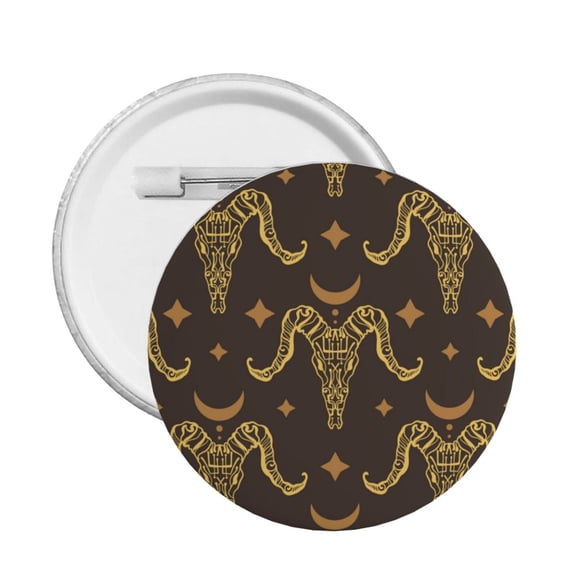 Boho Animal Goat Skull Round Button Pin Badge 5PCS Pinback Buttons Lapel Pin for Jacket, Backpack, Hat, Party Favor, Gift