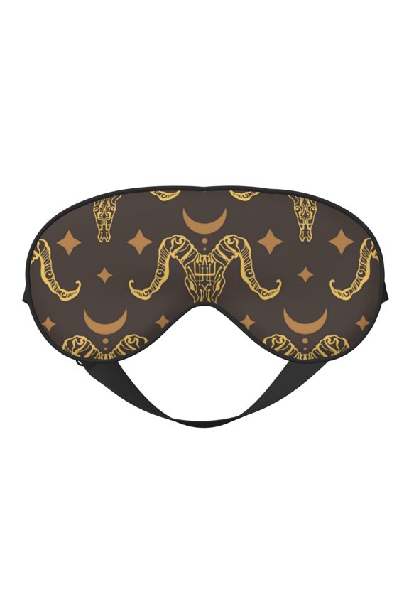 Boho Animal Goat Skull Soft Faux Silk Sleep Mask, Eye Mask, Reversible Double-Sided for Travel, Shift Work, Meditation
