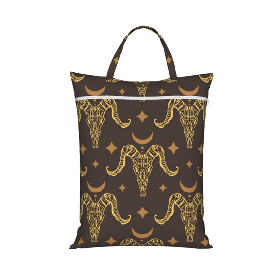 Boho Animal Goat Skull Travel Dirty Laundry Bag 1 PC , Portable Hanging Storage Bag for Gym Camping Beach Business Trips