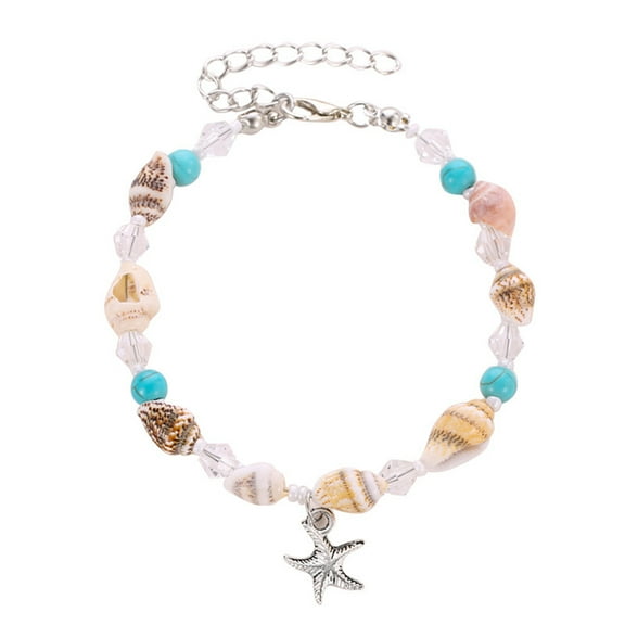 Boho Anklets Bracelets Blue Turtle Starfish Anklet String Bracelet Summer Beach Waterproof Barefoot Sandals Foot Jewelry for Women