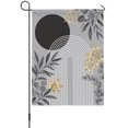 Boho Arch Garden Flag 12 x 18 Inches, Bohemian Arches Gray Leaves Gold ...
